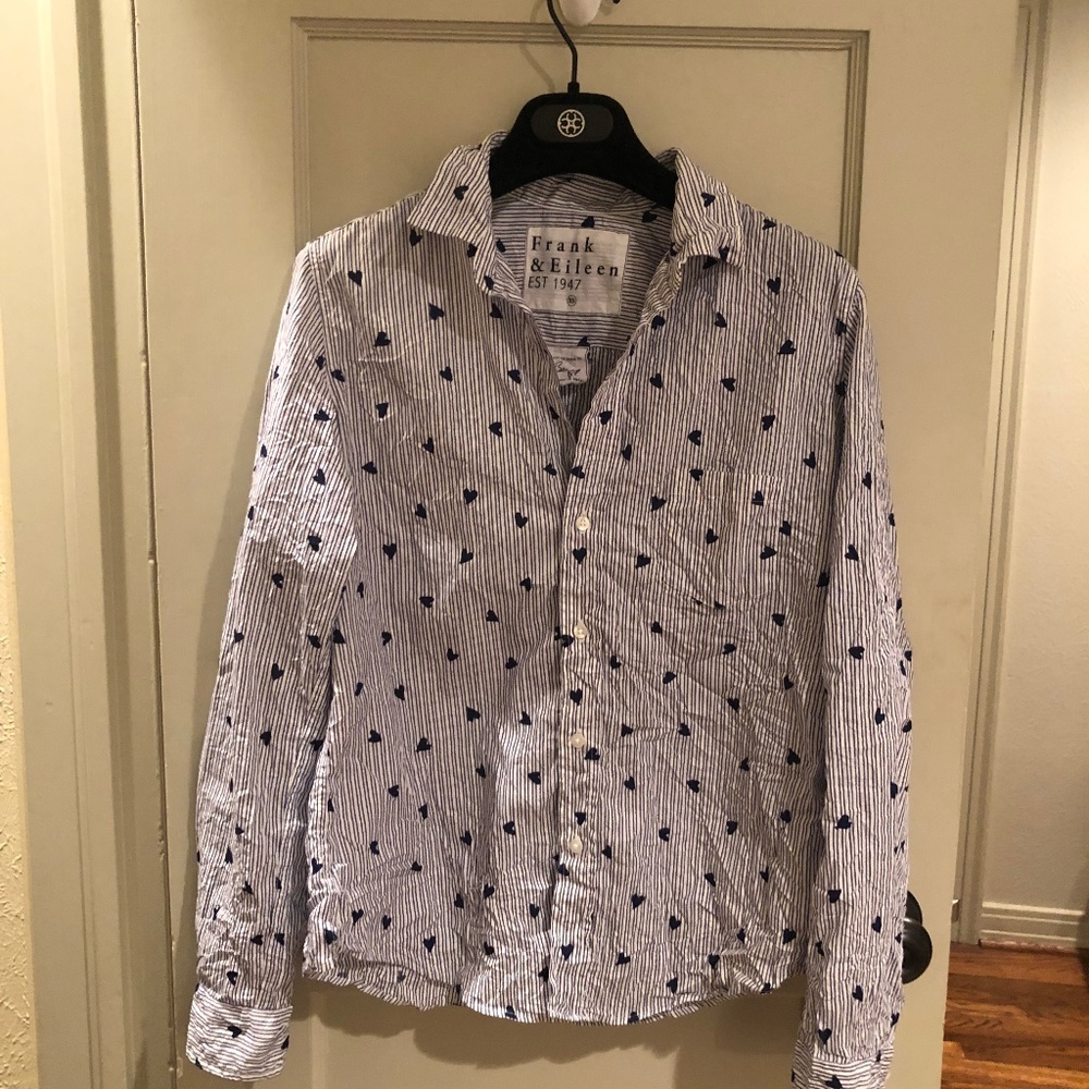 Frank & Eileen Women's Crinkled Cotton Heart Button-Down